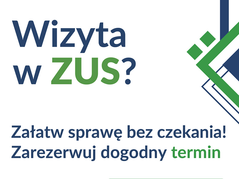 Zarezerwuj wizytę w ZUS. Plakat informacyjny