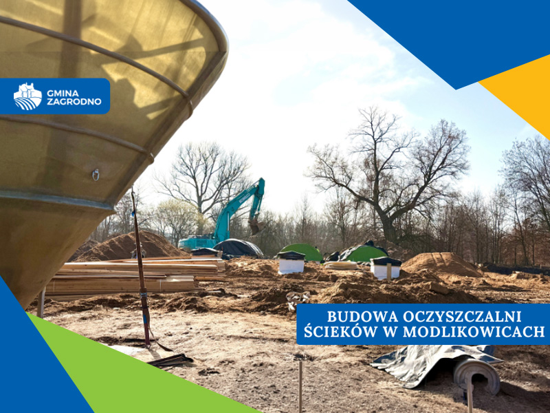 Budowa oczyszczalni ścieków w Modlikowicach. Plakat informacyjny