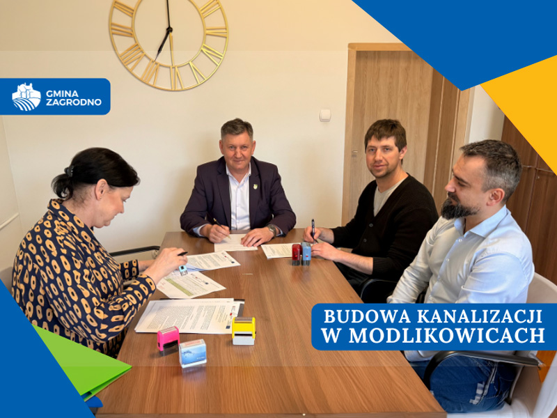 Rusza budowa kanalizacji w Modlikowicach – zmiana w organizacji ruchu. Plakat informacyjny