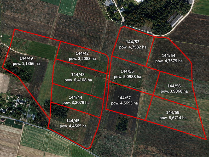 Mapa prezentująca dostępne tereny inwestycyjne w miejscowości Łukaszów (gmina Zagrodno)
